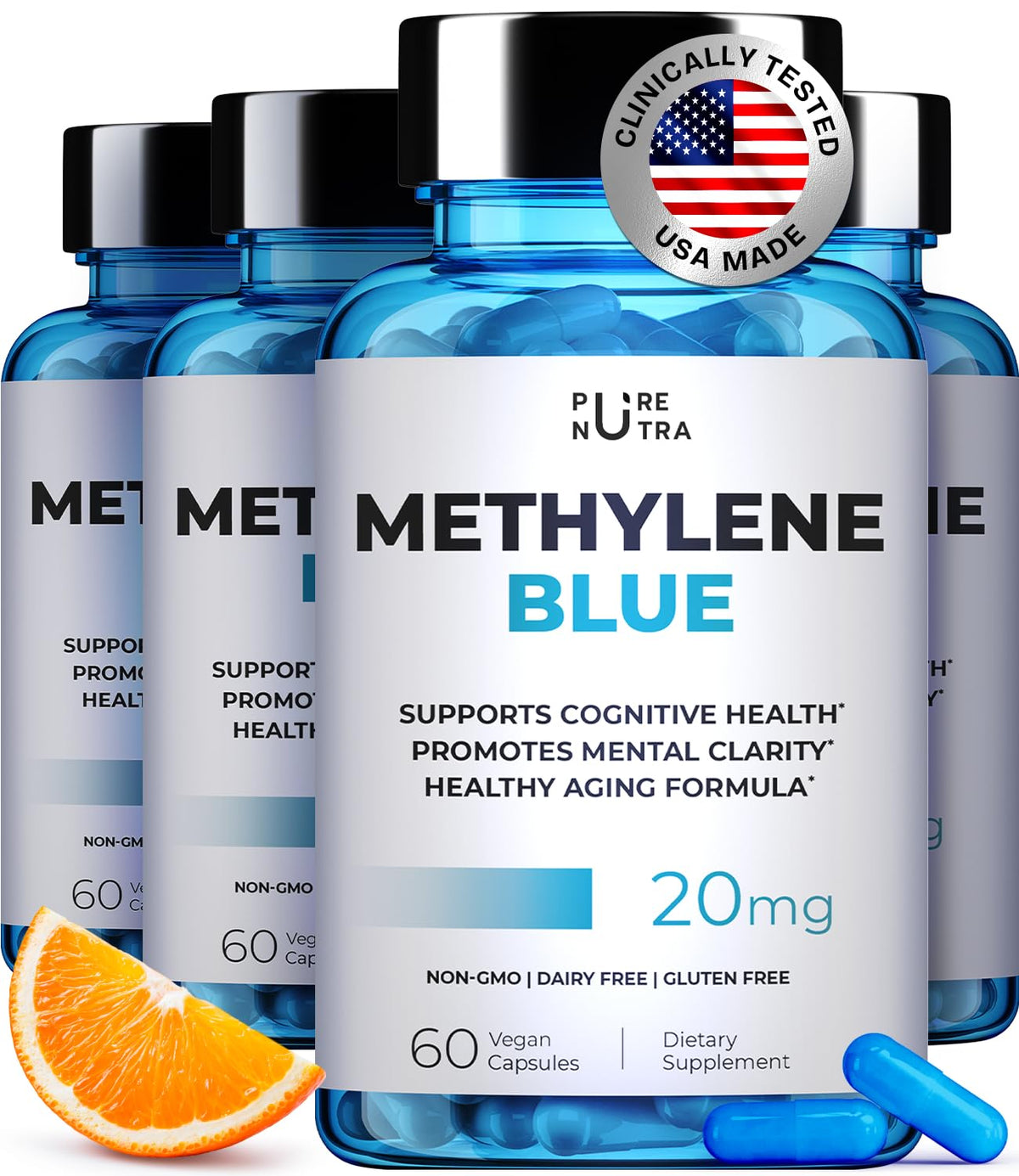 PureNutra Methylene Blue Capsules 2% front view