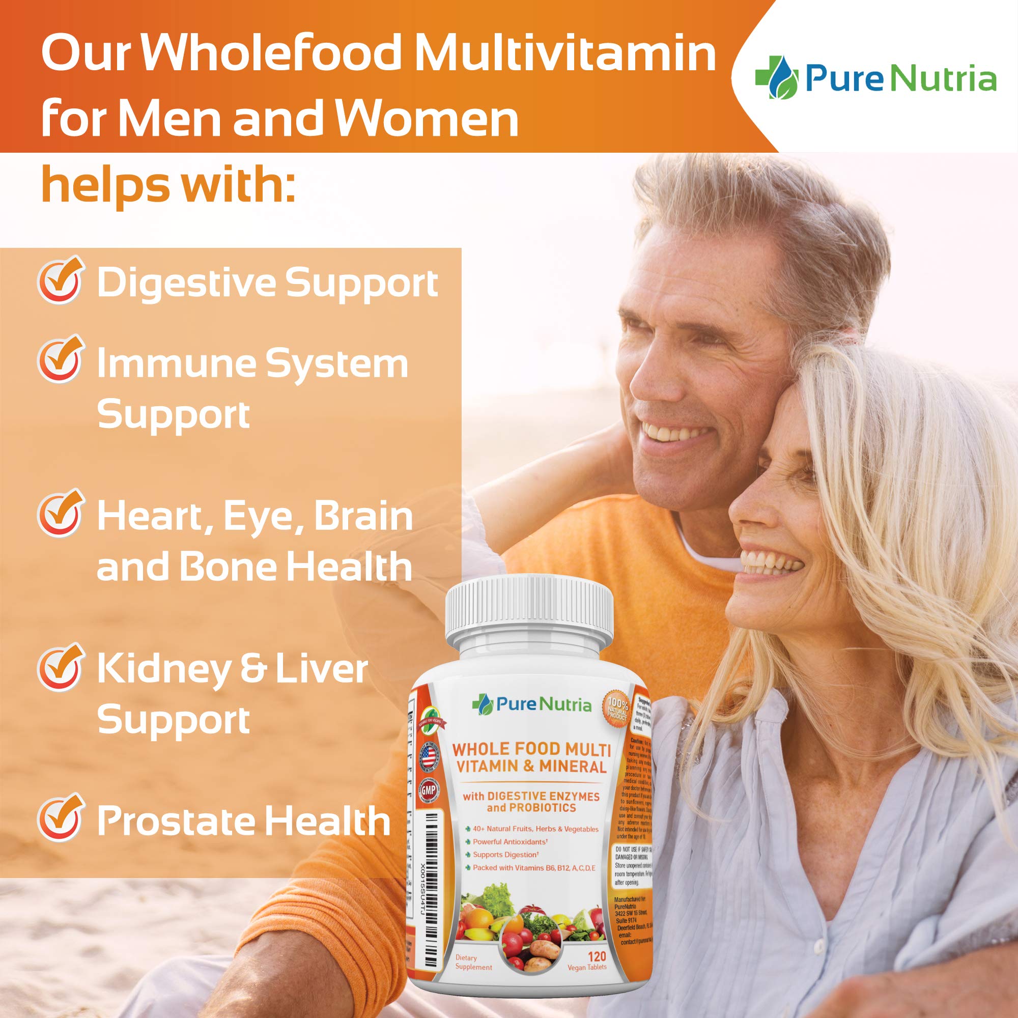PureNutria Multivitamins 120 whole food capsules in packaging