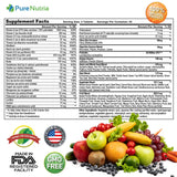 PureNutria Multivitamins 120 whole food capsules side view