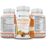 PureNutria Multivitamins 120 whole food capsules with natural ingredients
