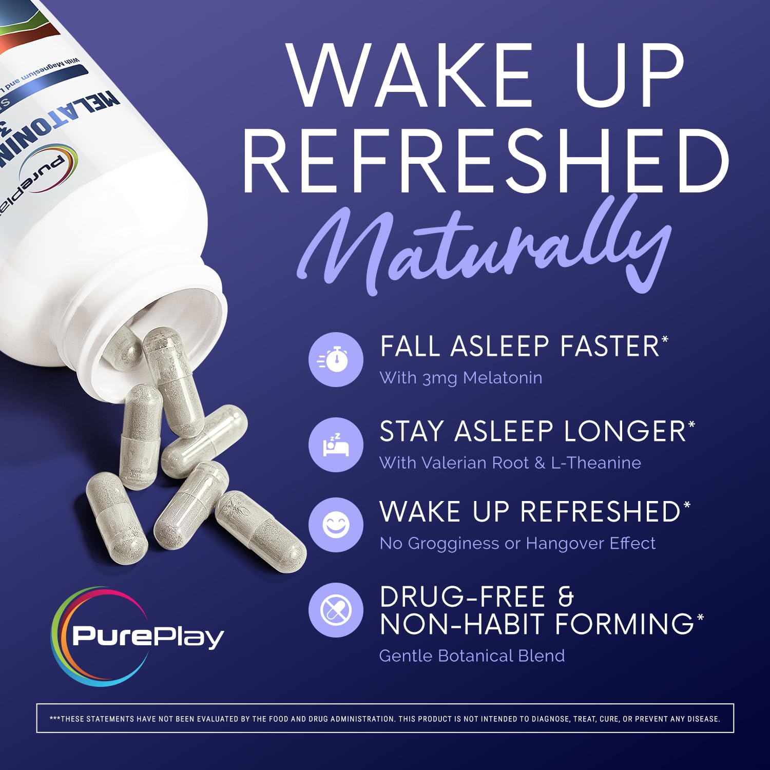PurePlay Melatonin Complex Sleep Supplement side view