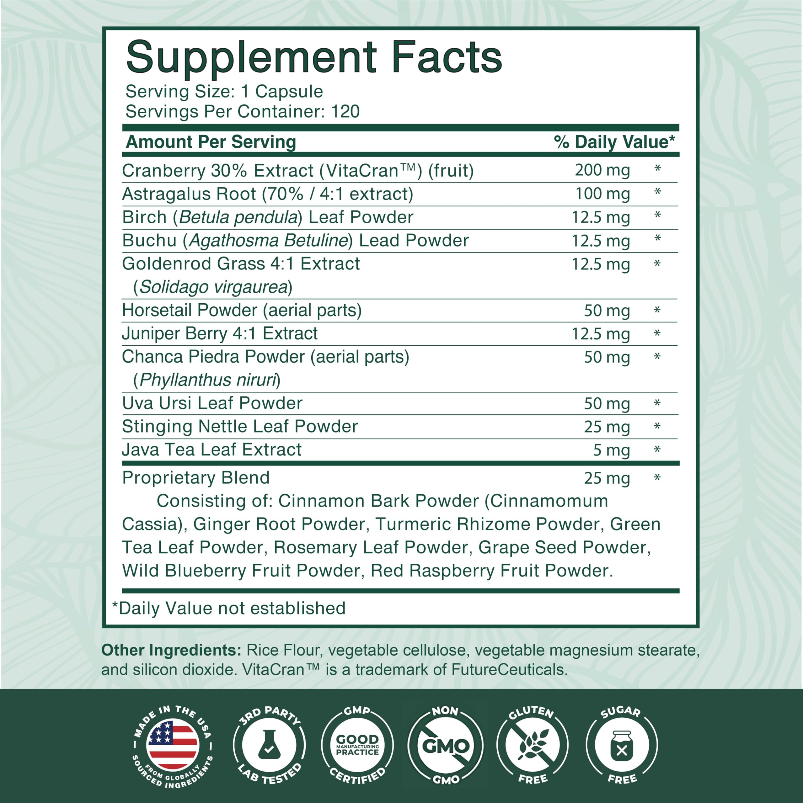 PurePremium Astragalus Kidney Support Capsules with ingredients