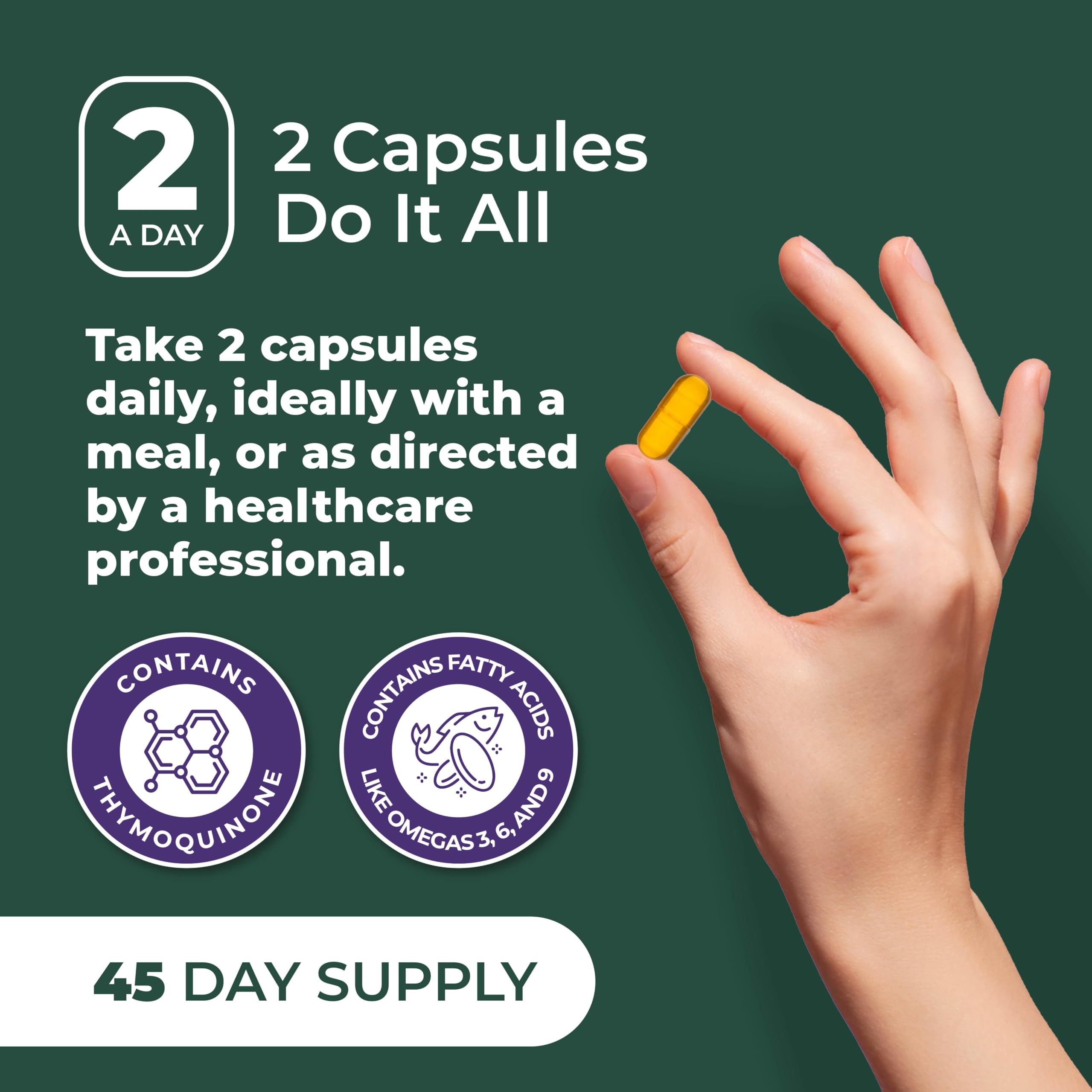 PurePremium Black Seed Oil Capsules 500mg back view with ingredients