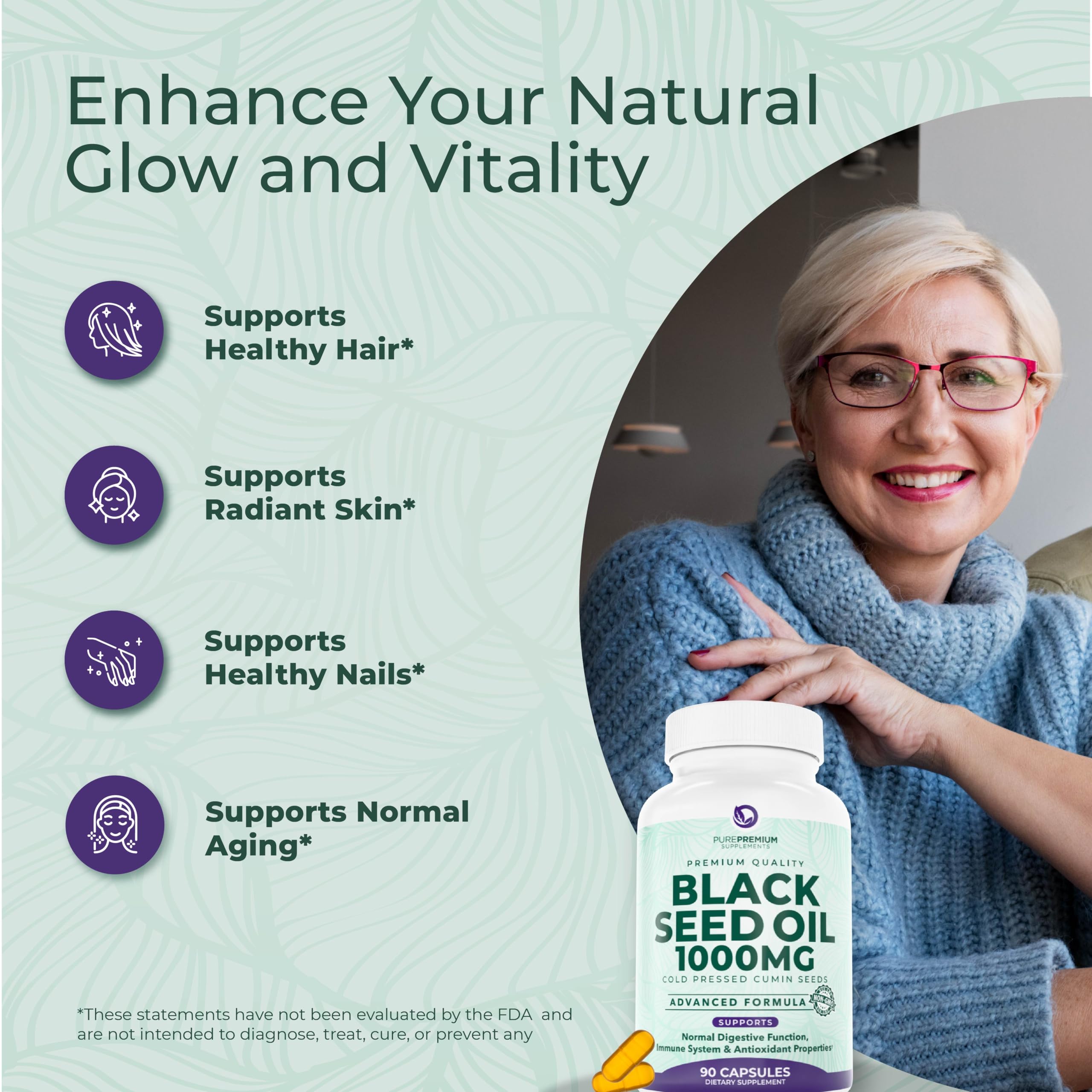 PurePremium Black Seed Oil Capsules 500mg capsules on a table