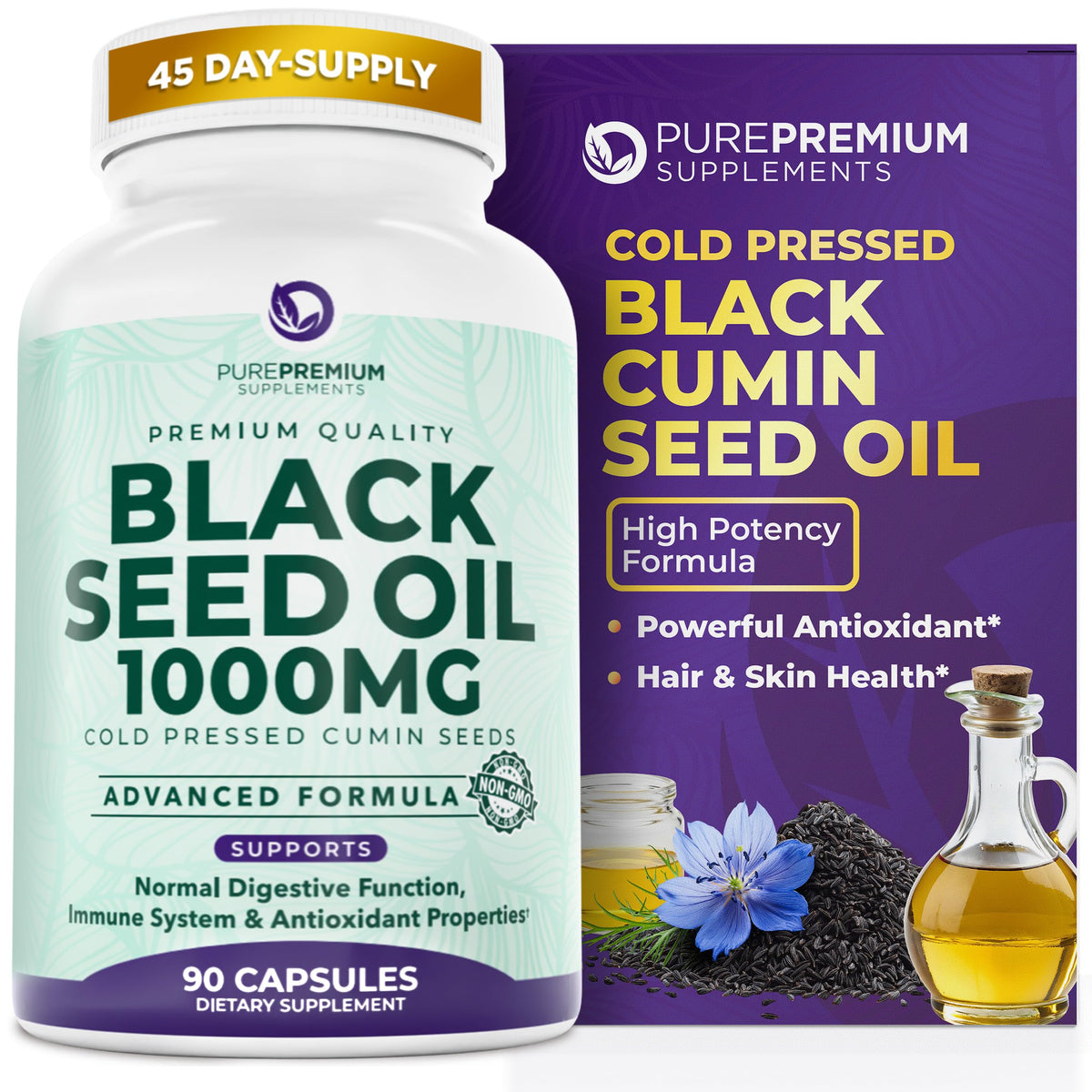 PurePremium Black Seed Oil Capsules 500mg front view