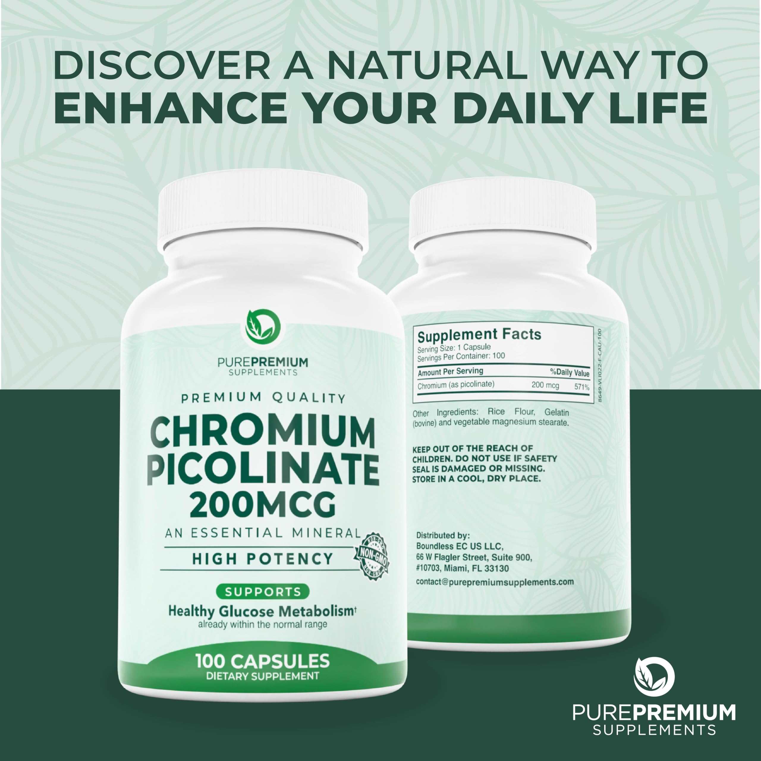 PurePremium Chromium Picolinate Supplement on a kitchen counter