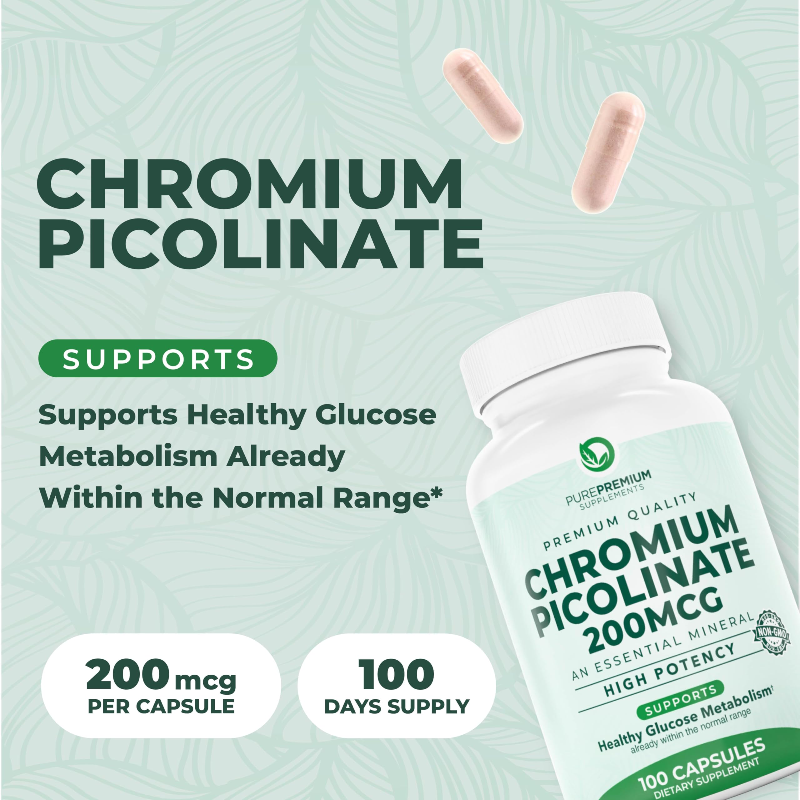 PurePremium Chromium Picolinate Supplement side view