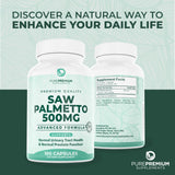 PurePremium Saw Palmetto 500mg capsules packaging