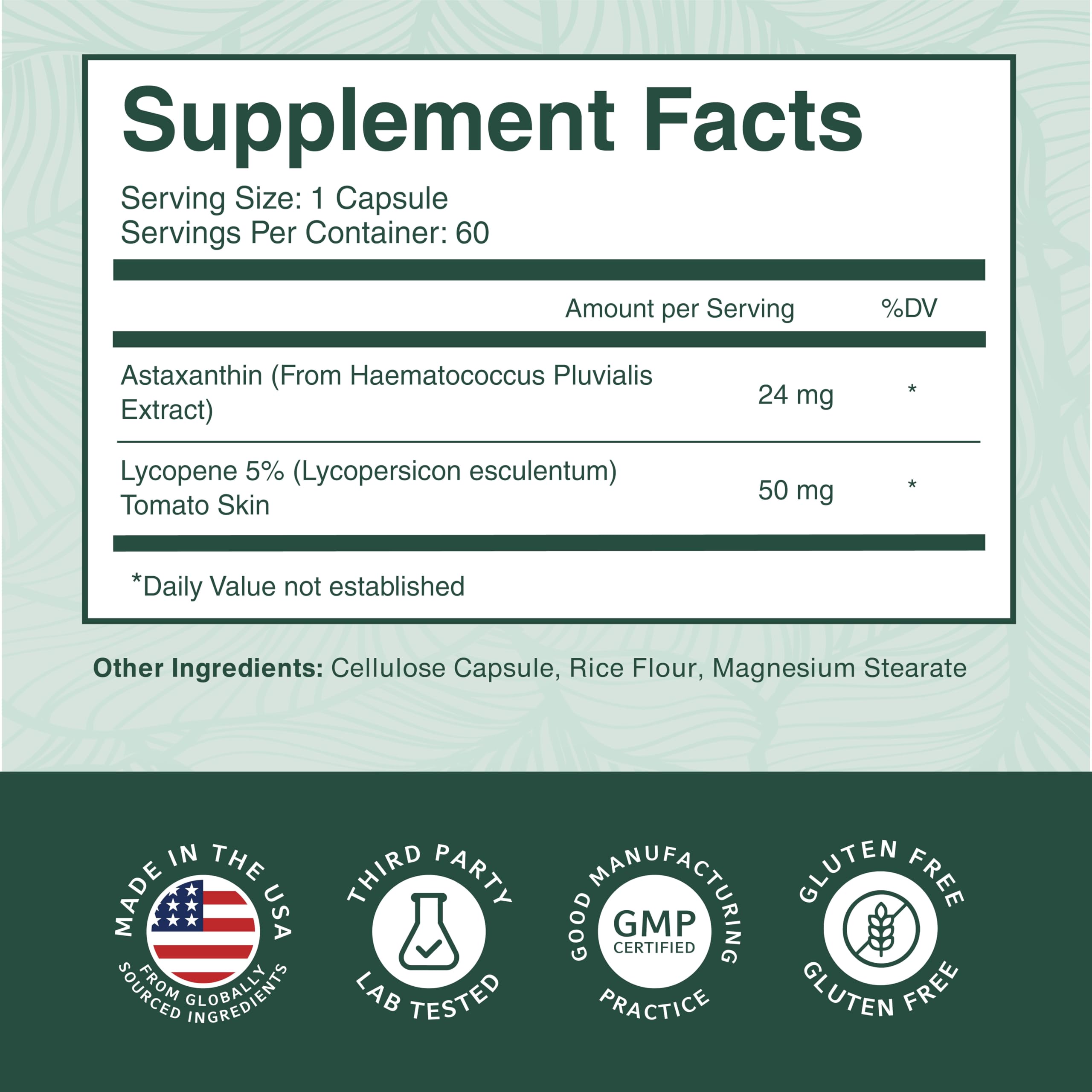 PurePremium Supplements Astaxanthin Lycopene supplement packaging