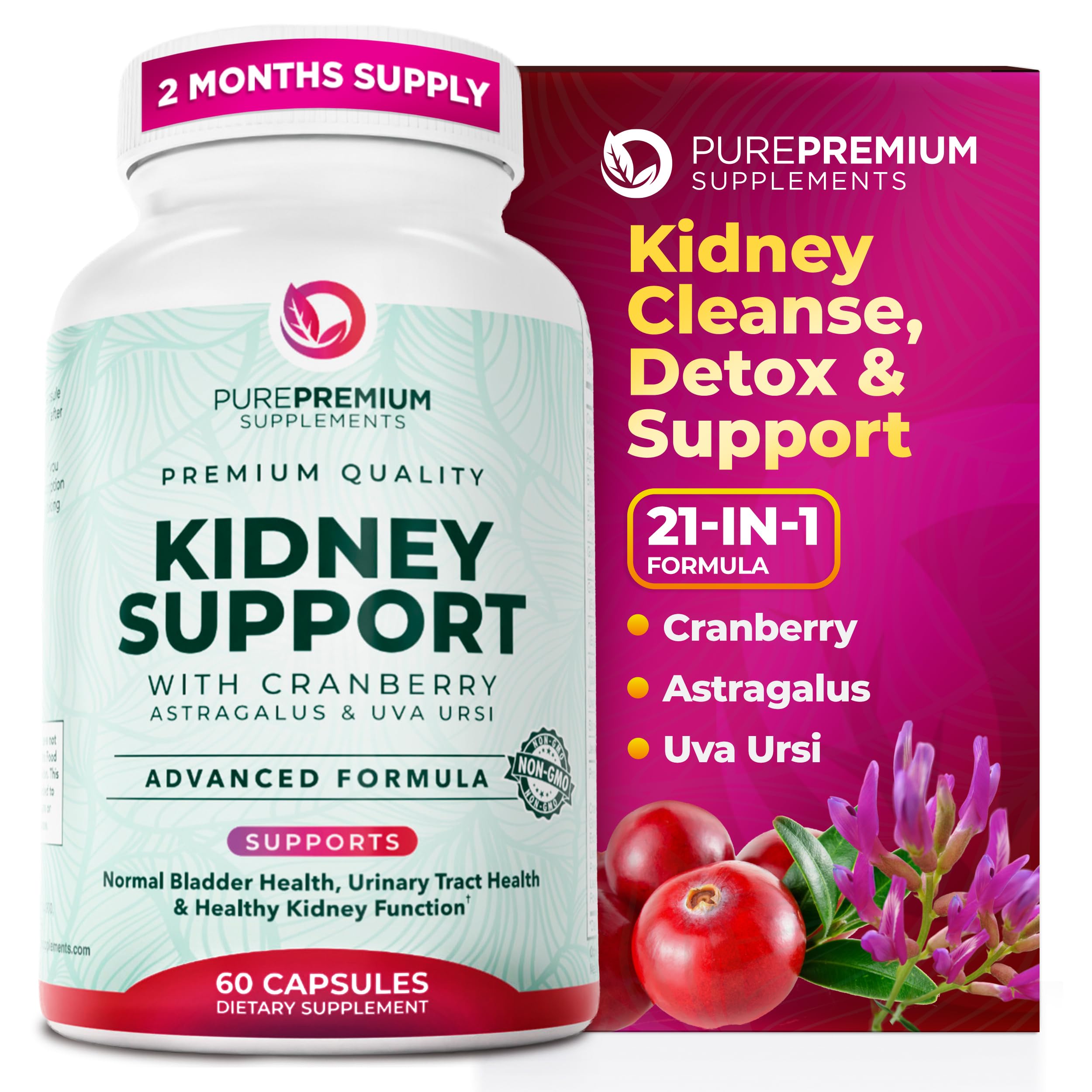 PurePremium Supplements Astragalus Kidney Support 90 Capsules front view