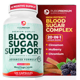 PurePremium Supplements Cinnamon Blood Sugar Support 120 capsules front view