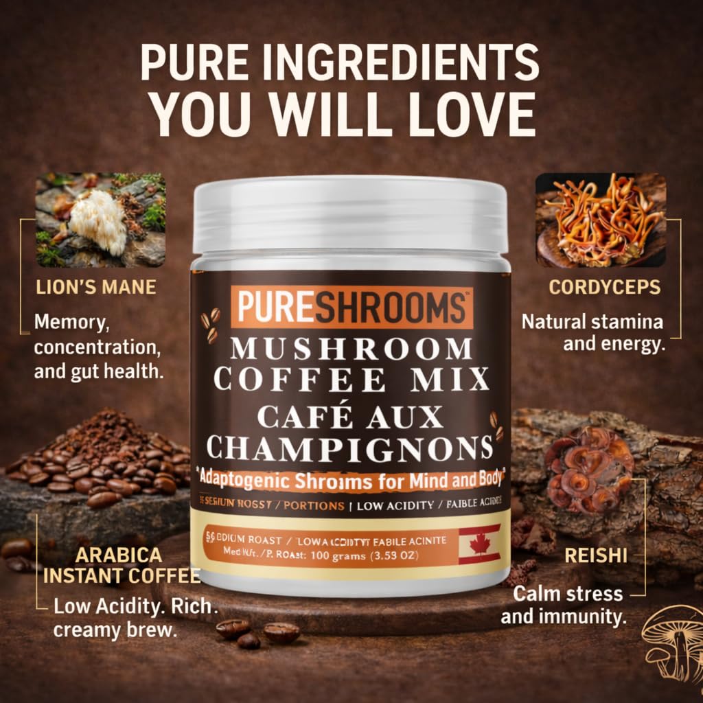 PureShrooms Instant Coffee with hot water preparation