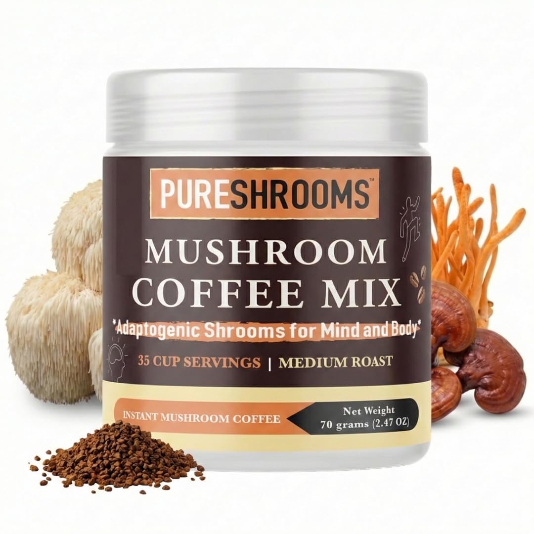 PureShrooms Mind & Body Instant Coffee 70g front view