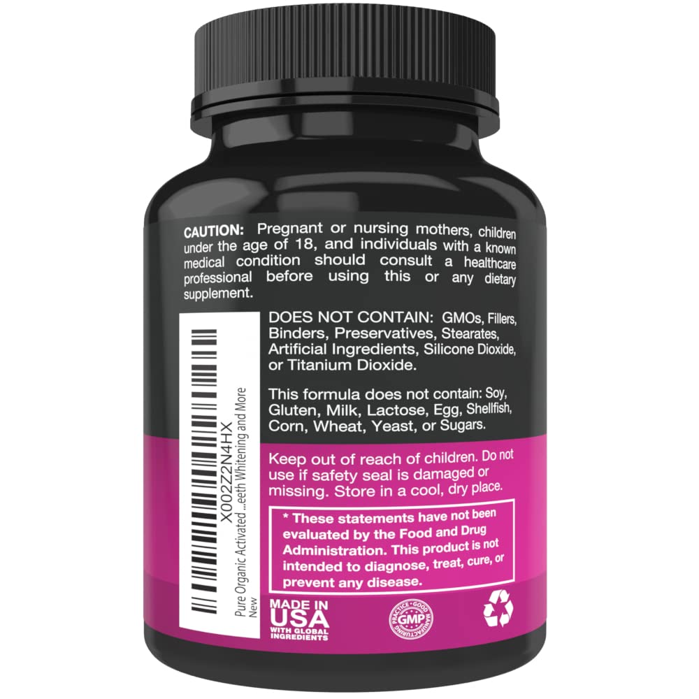 Purest Vantage Activated Charcoal Capsules 600mg close-up of capsules