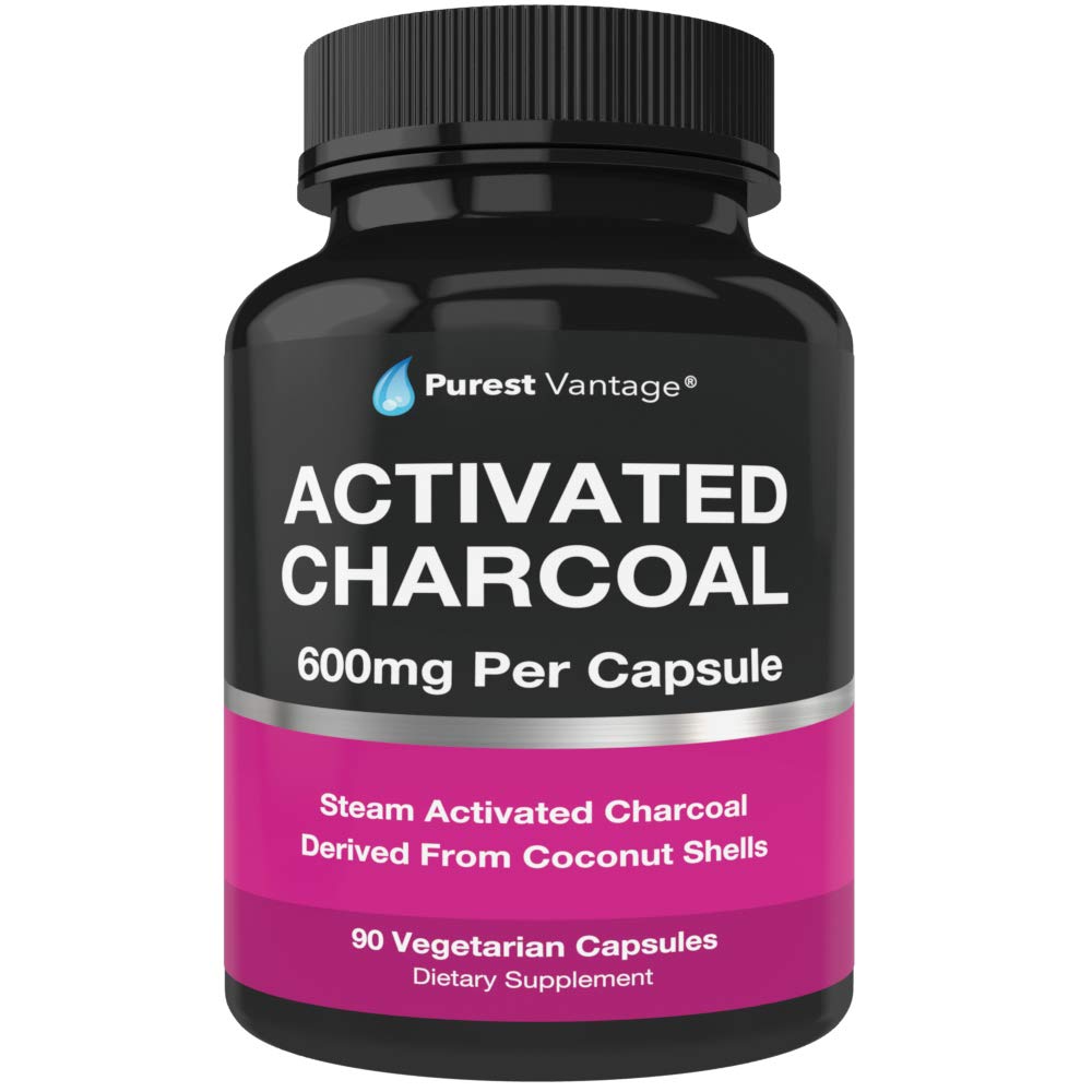 Purest Vantage Activated Charcoal Capsules 600mg front view