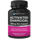 Purest Vantage Activated Charcoal Capsules 600mg front view
