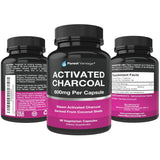 Purest Vantage Activated Charcoal Capsules 600mg packaging details