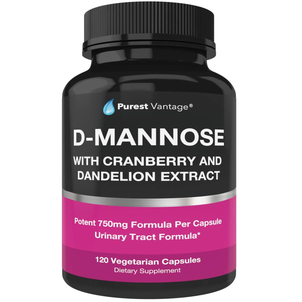 Purest Vantage D-Mannose 600mg capsules bottle front view