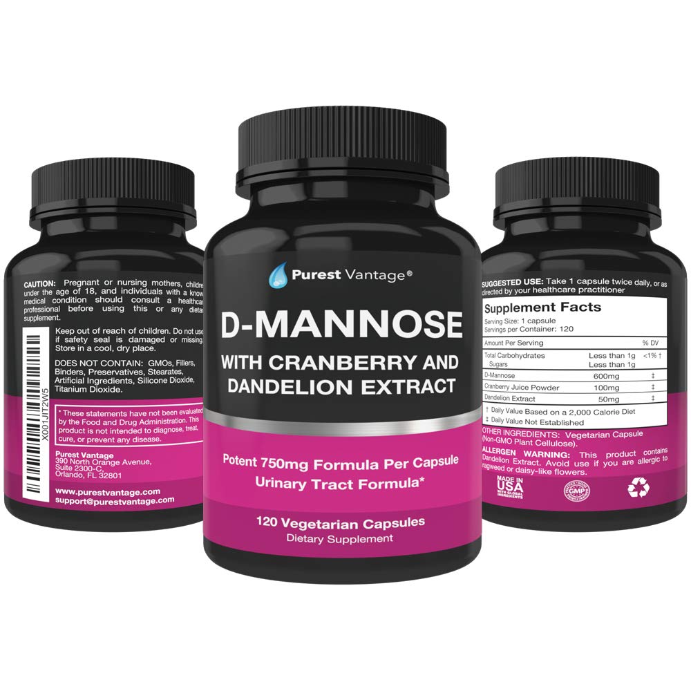 Purest Vantage D-Mannose capsules 120 count packaging