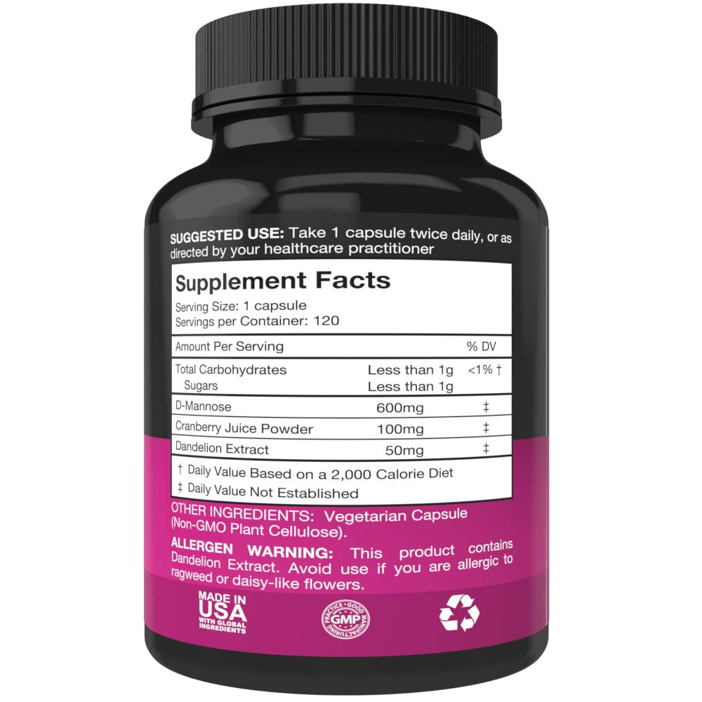 Purest Vantage D-Mannose capsules showing capsule size