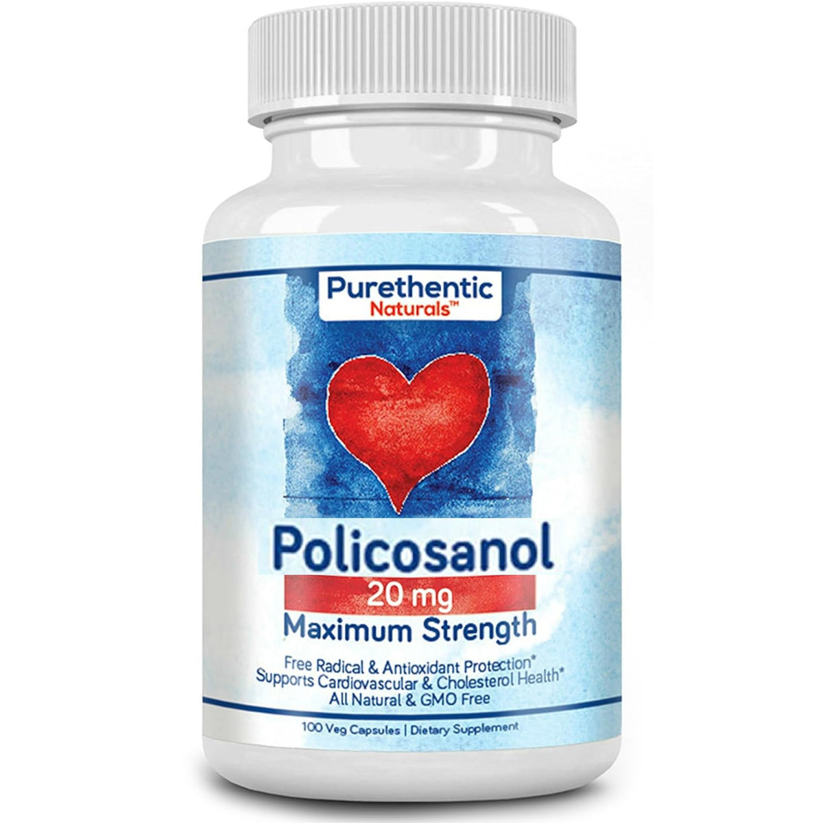 Puresugar cane Policosanol 20mg capsules front view