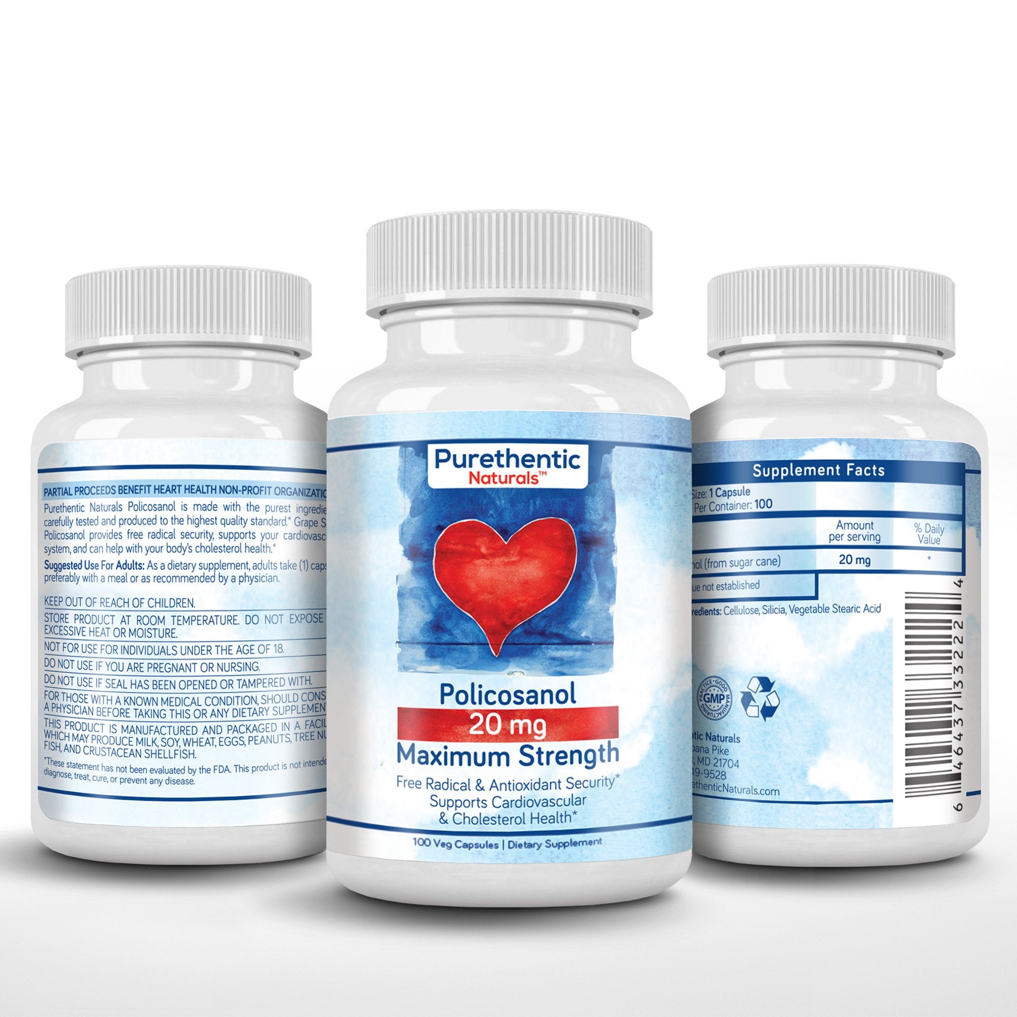 Puresugar cane Policosanol 20mg capsules with a measuring spoon