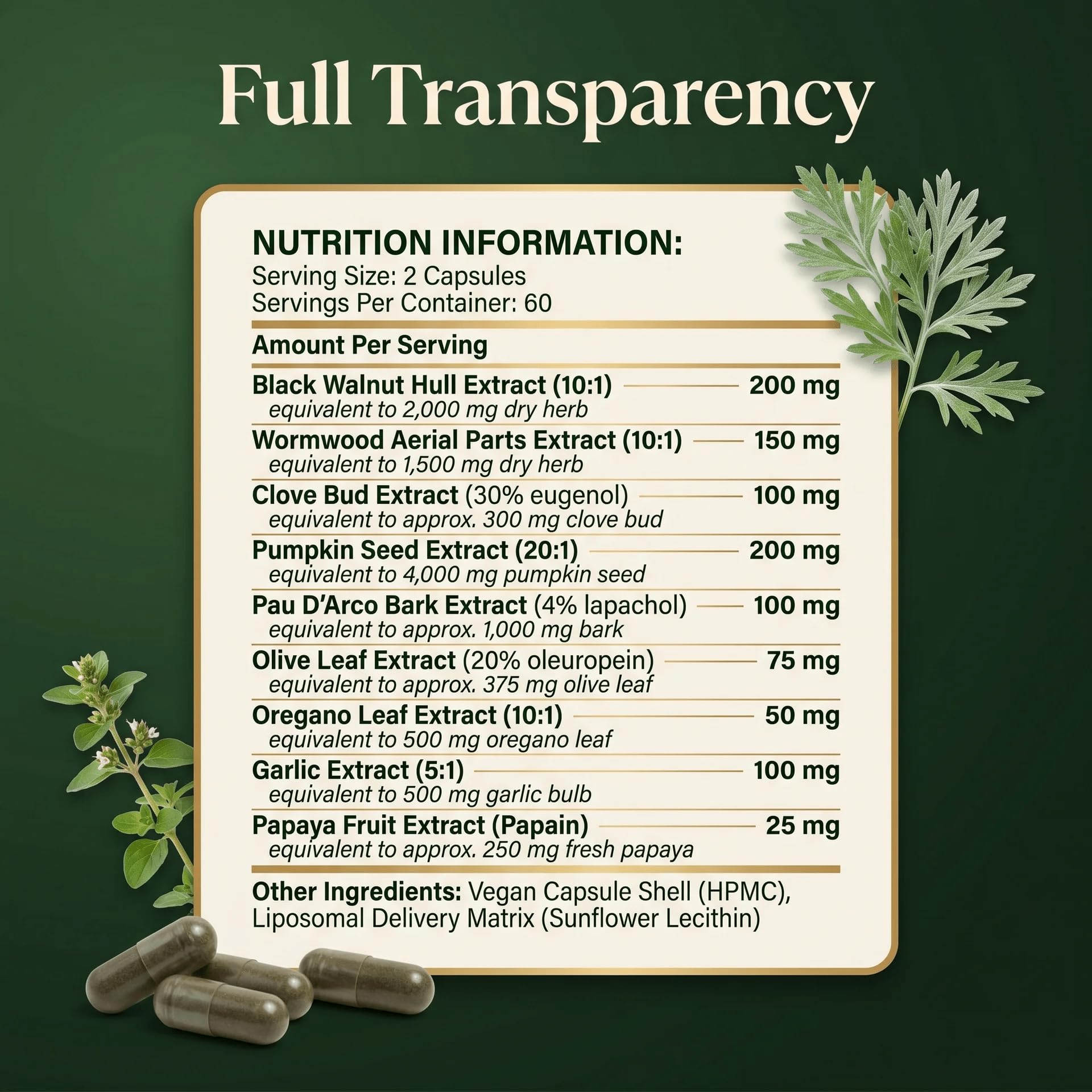 PURETREX Herbal Cleanse Capsules showing open pouch