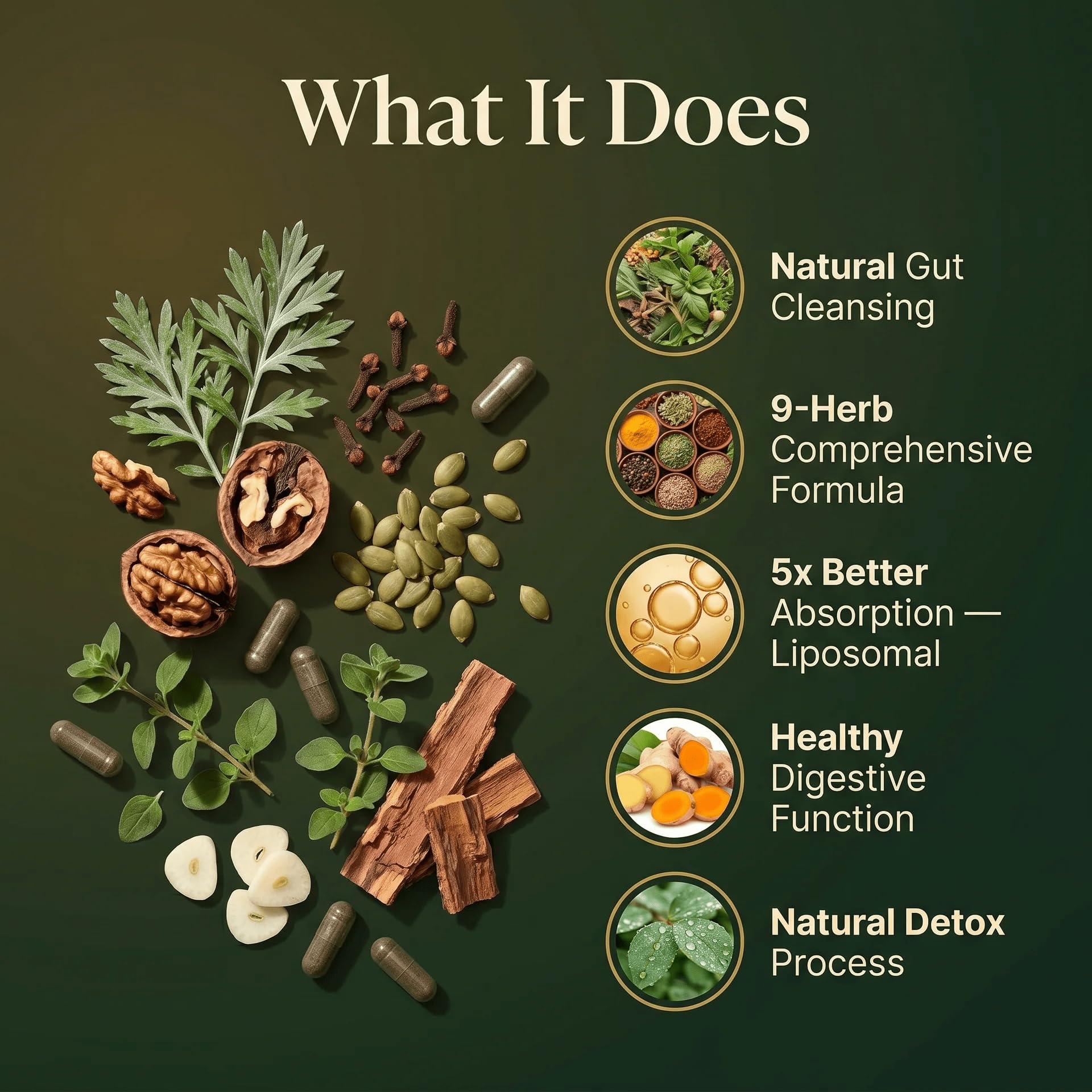 PURETREX Herbal Cleanse Capsules showing vegan capsule contents