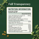 PURETREX Oregano Oil Softgels with a glass of water for consumption