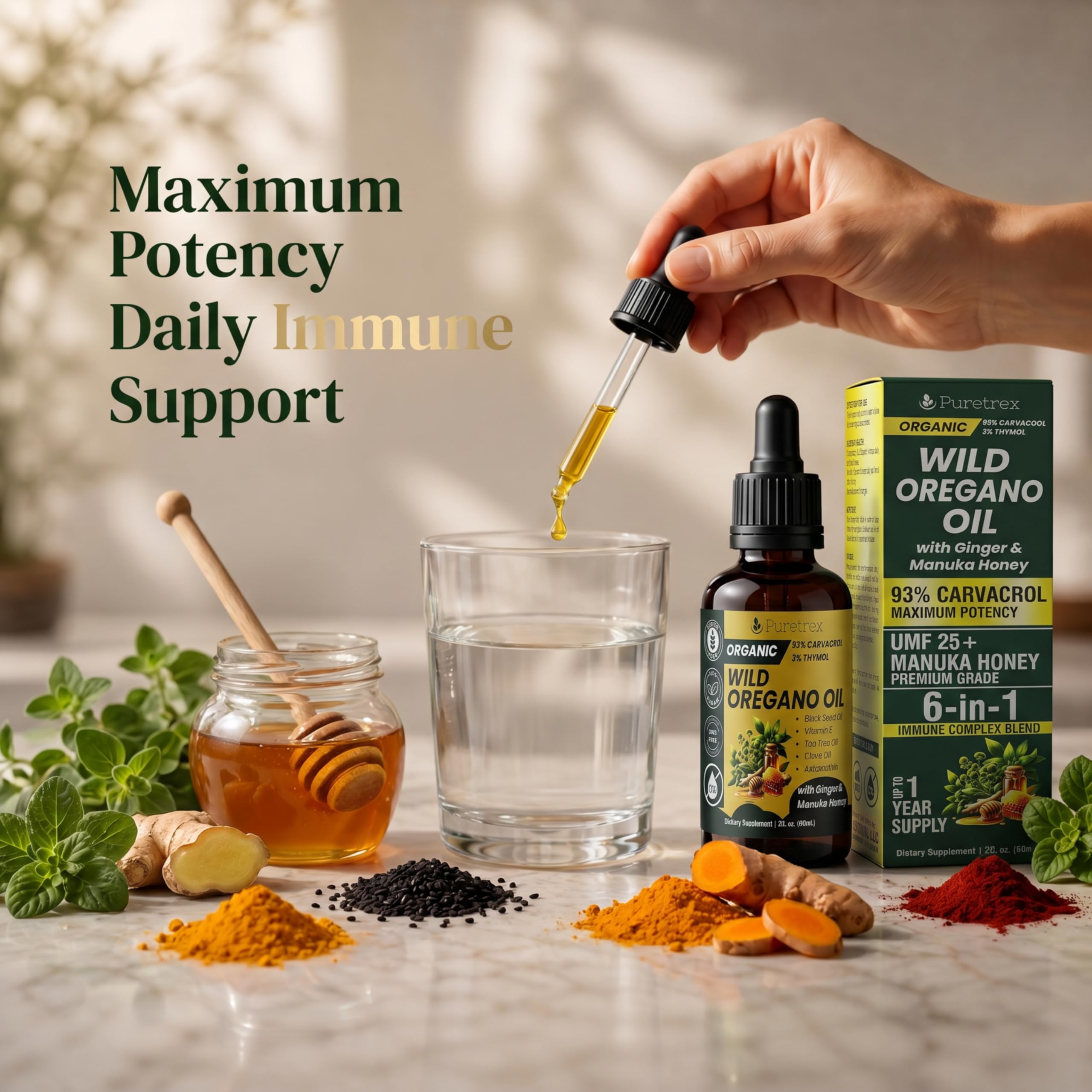PURETREX Oregano Oil Supplement packaging details
