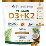 PURETREX Vitamin D3 K2 Softgels 10000 IU front view