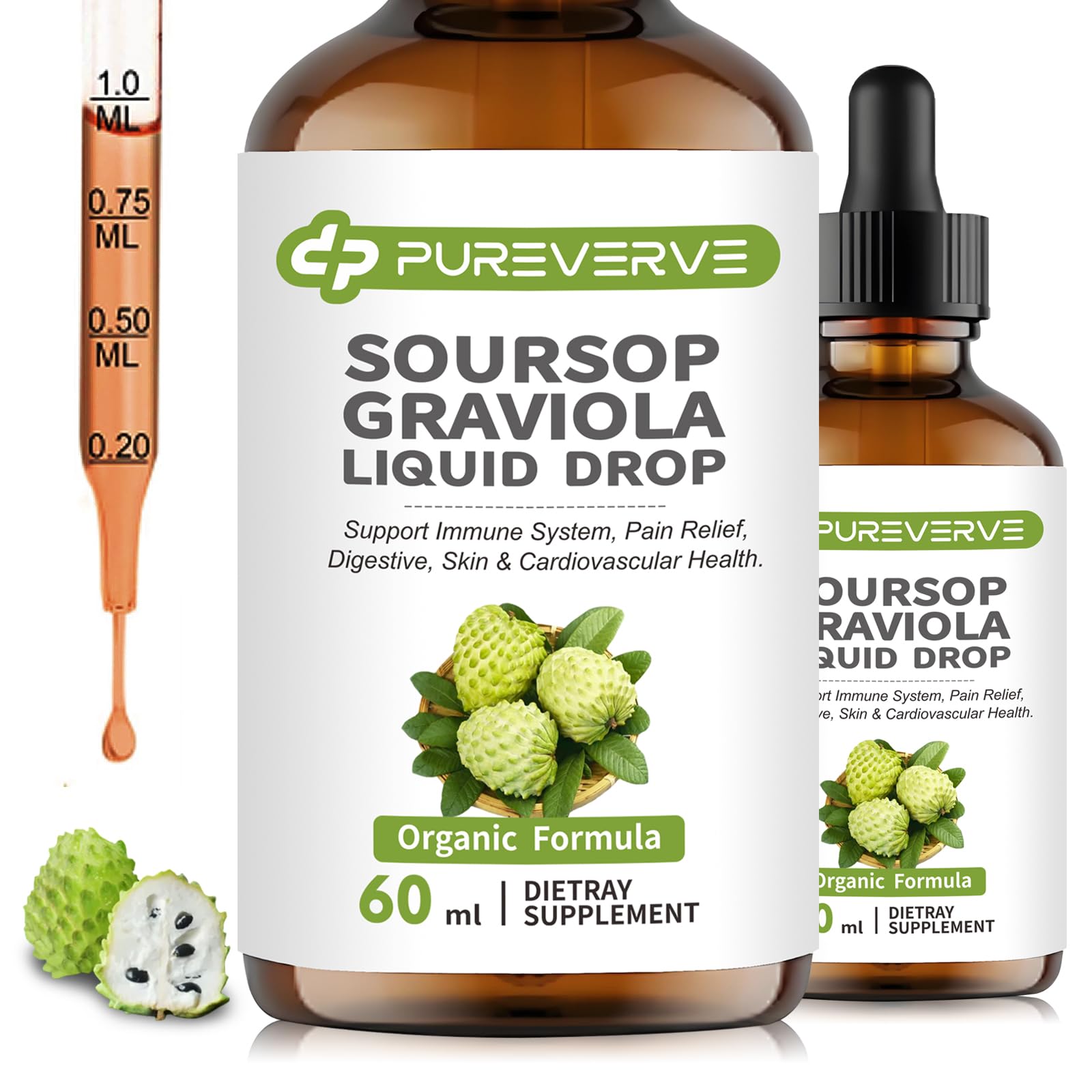 Pureverve Liquid Vitamin Drops 2000mg Graviola extract front view
