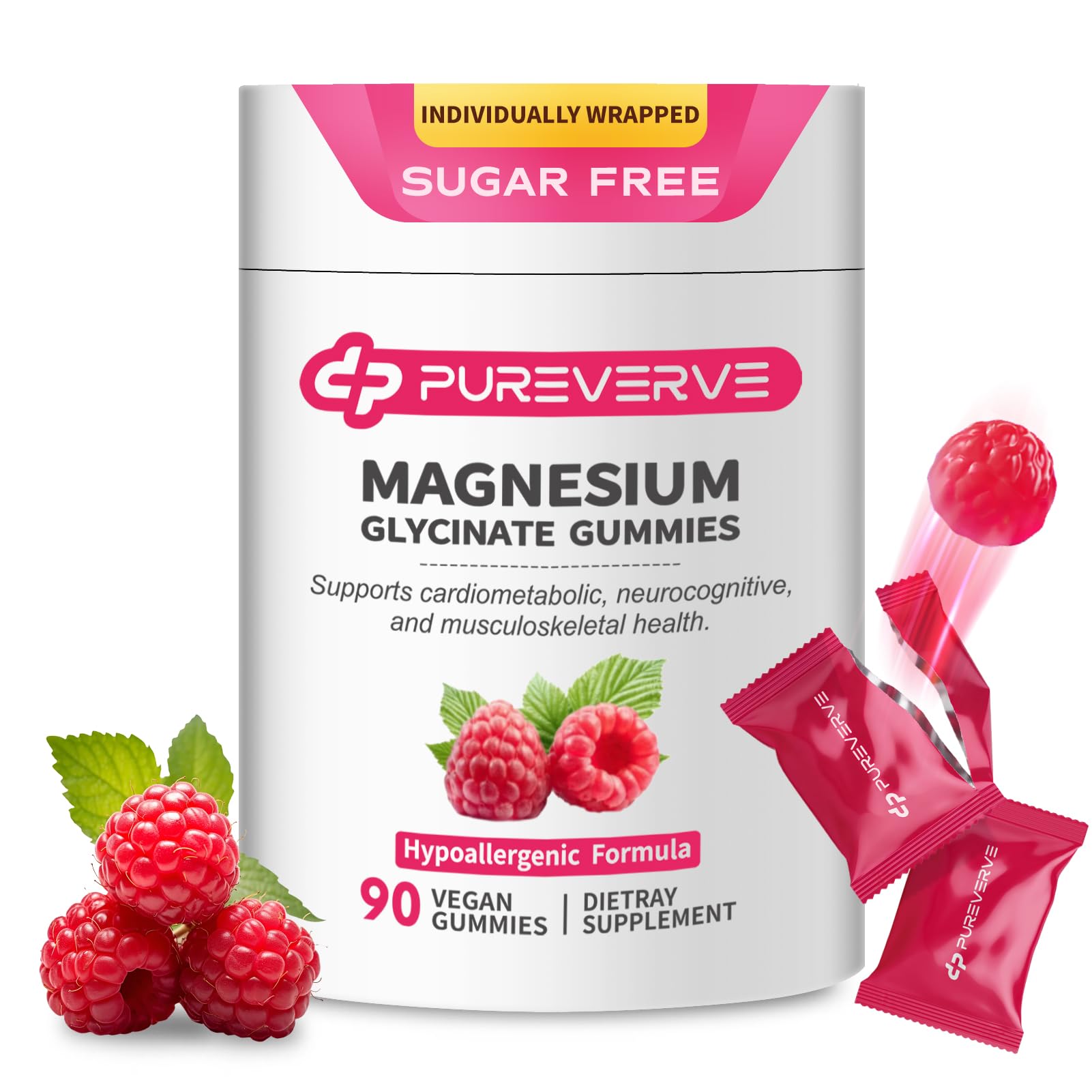 Pureverve Magnesium Glycinate Gummies front view packaging