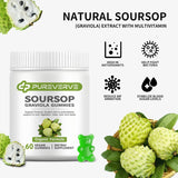 Pureverve Soursop Leaf Extract Gummies displayed on a wooden table