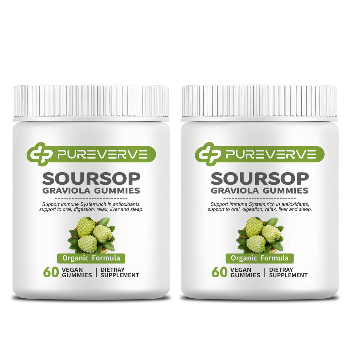 Pureverve Soursop Leaf Extract Gummies front view with packaging