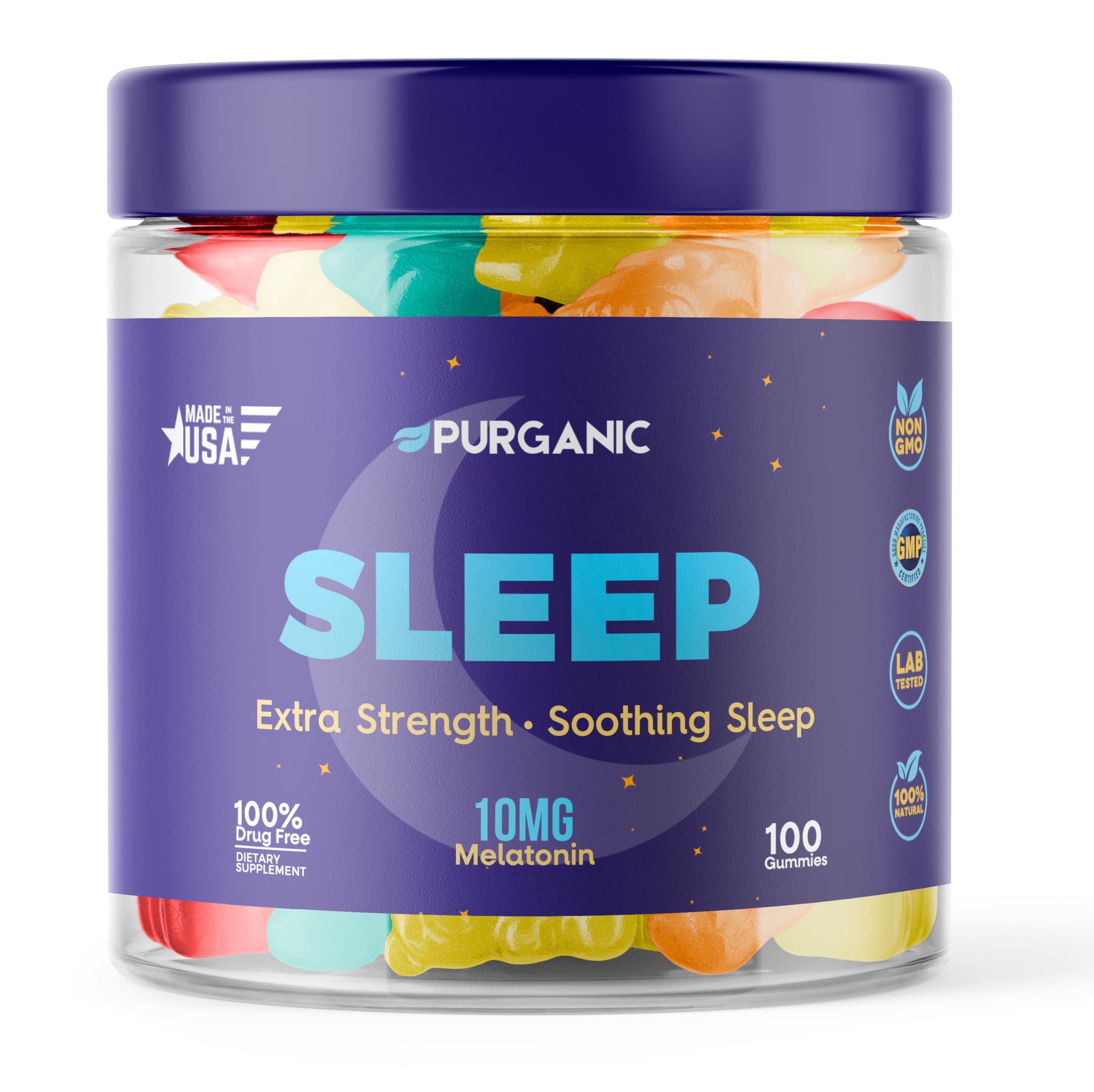 Purganic Melatonin Gummies 100 Count front view
