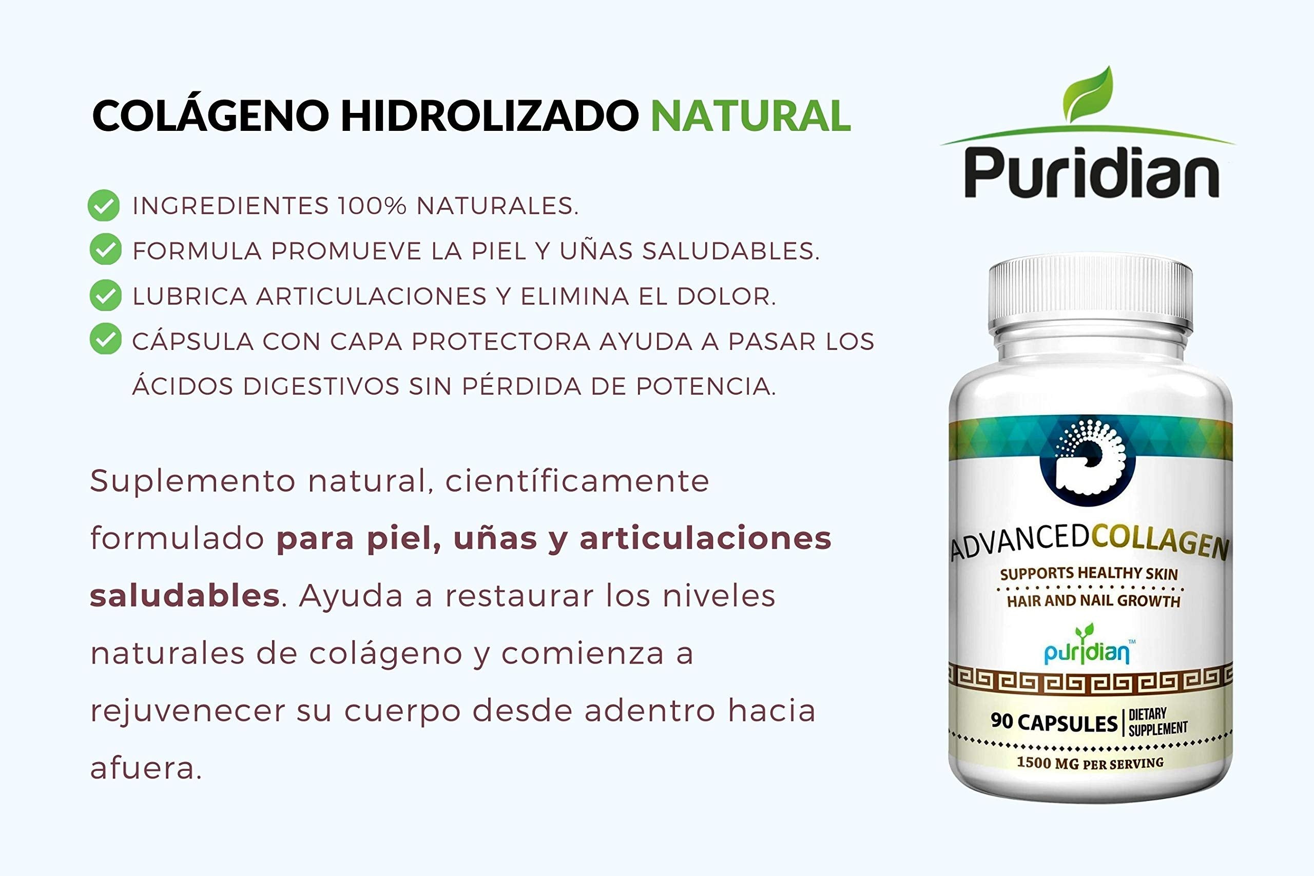 Puridian Hydrolyzed Collagen Capsules 1500mg side view