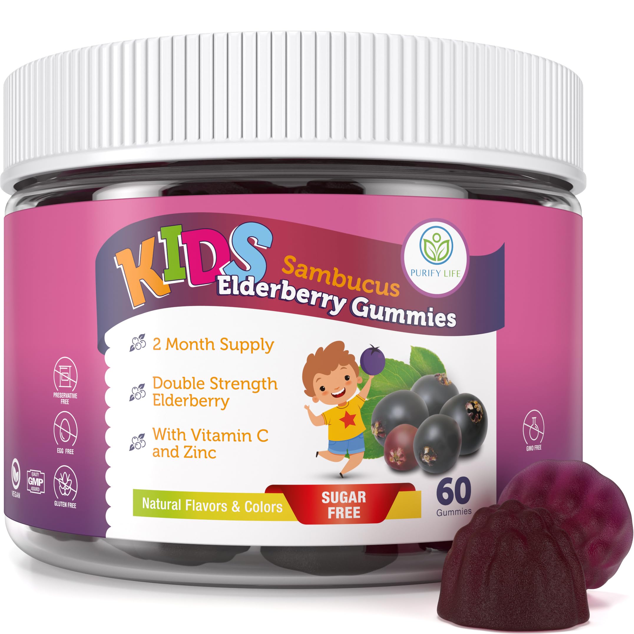 Purify Life Elderberry Gummies for Kids bottle front view