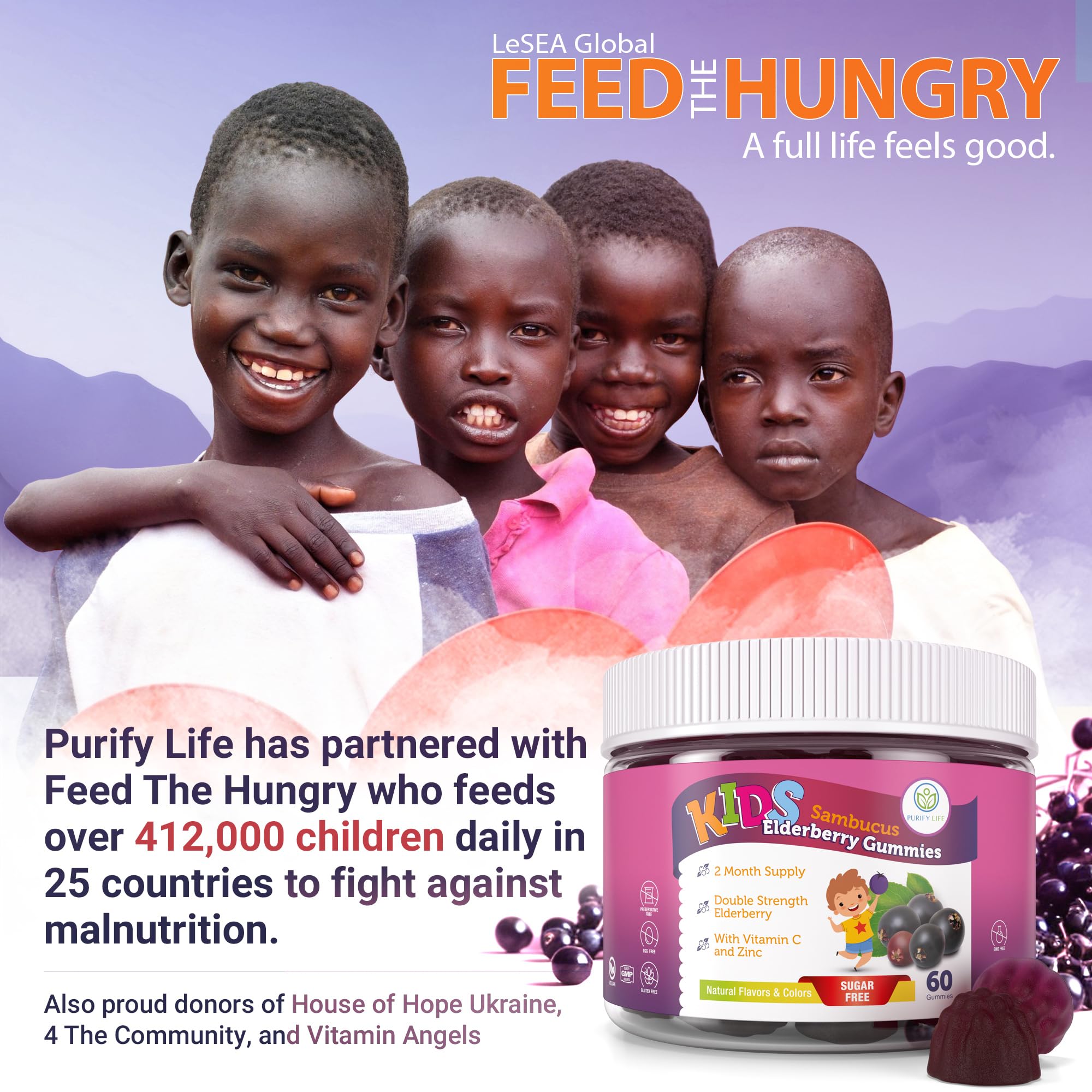 Purify Life Elderberry Gummies for Kids bottle side view