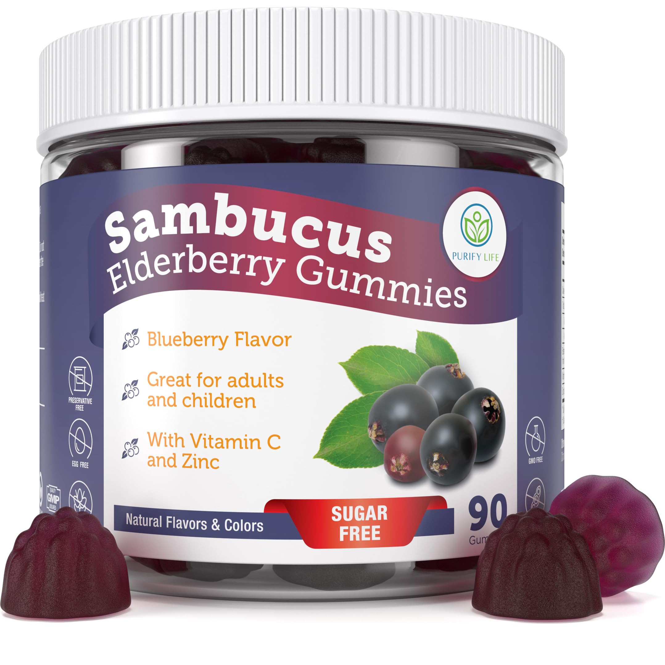 Purify Life Elderberry Gummies front view packaging