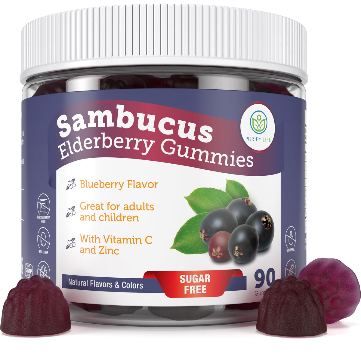 Purify Life Elderberry Gummies front view packaging