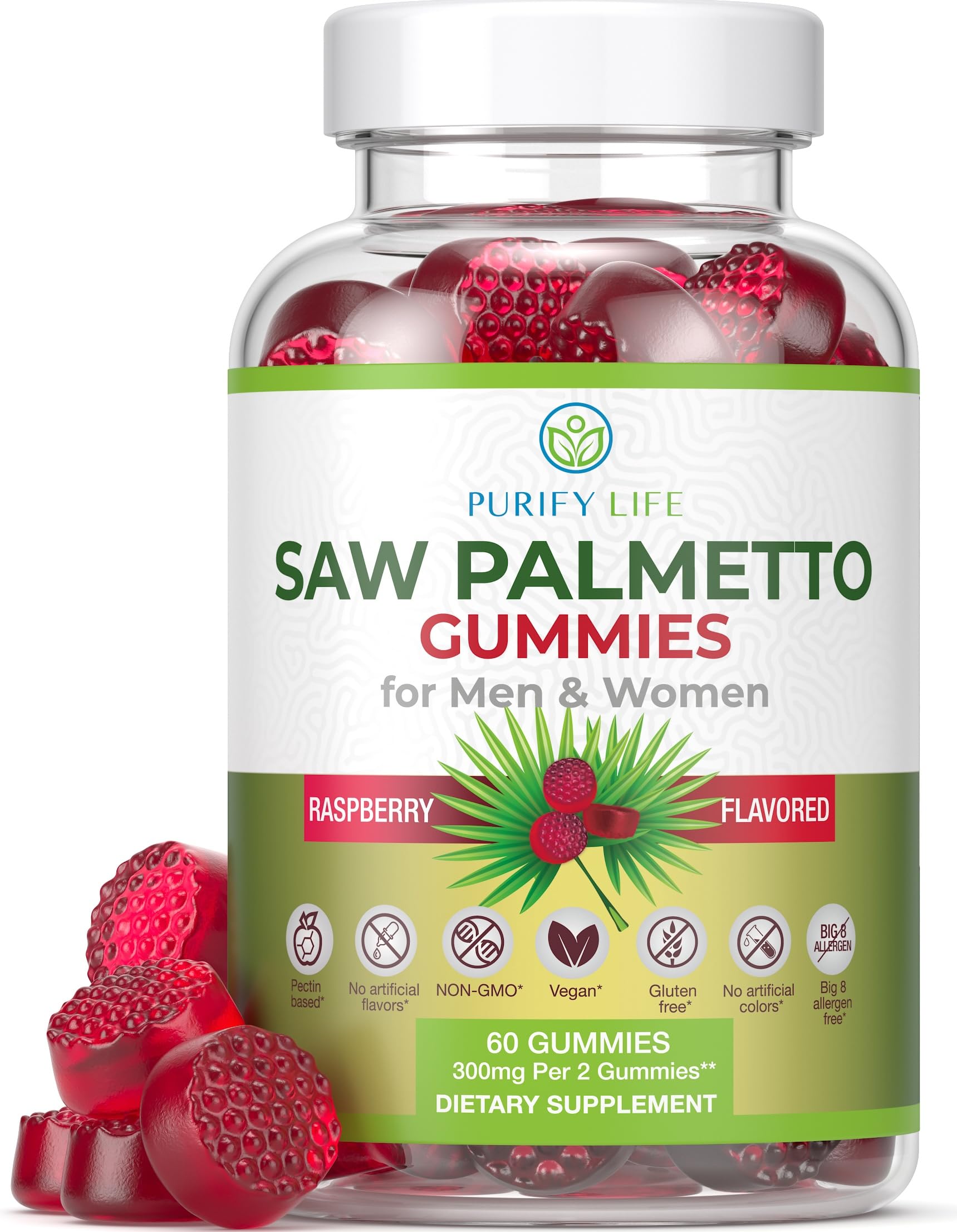 Purify Life Saw Palmetto Gummies front view with packaging