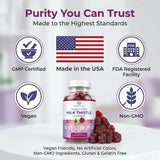 Purify Life Sugar-Free Milk Thistle Gummies on a wooden table