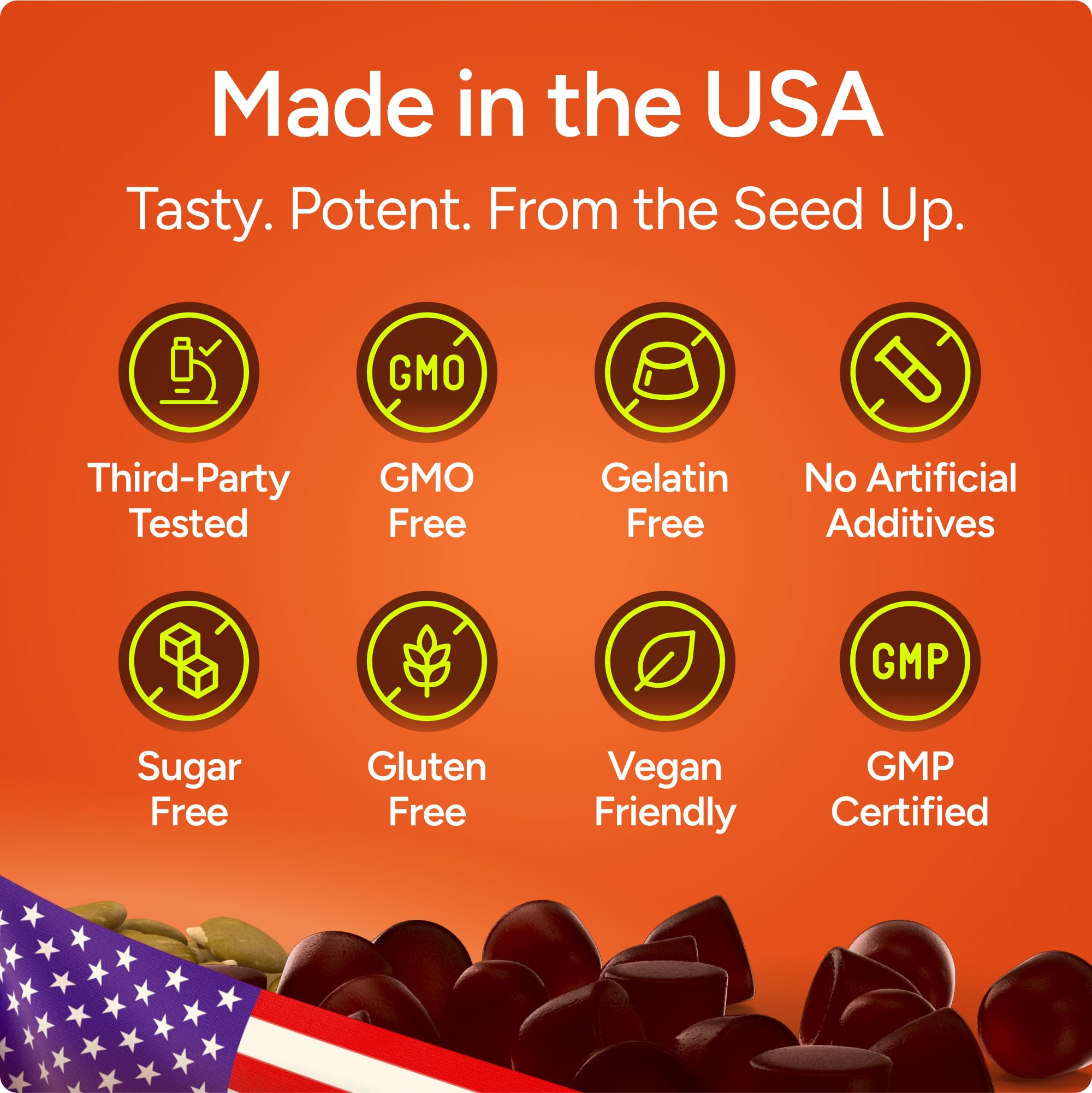 Purify Life Sugar-Free Pumpkin Seed Oil Gummies with black currant flavour