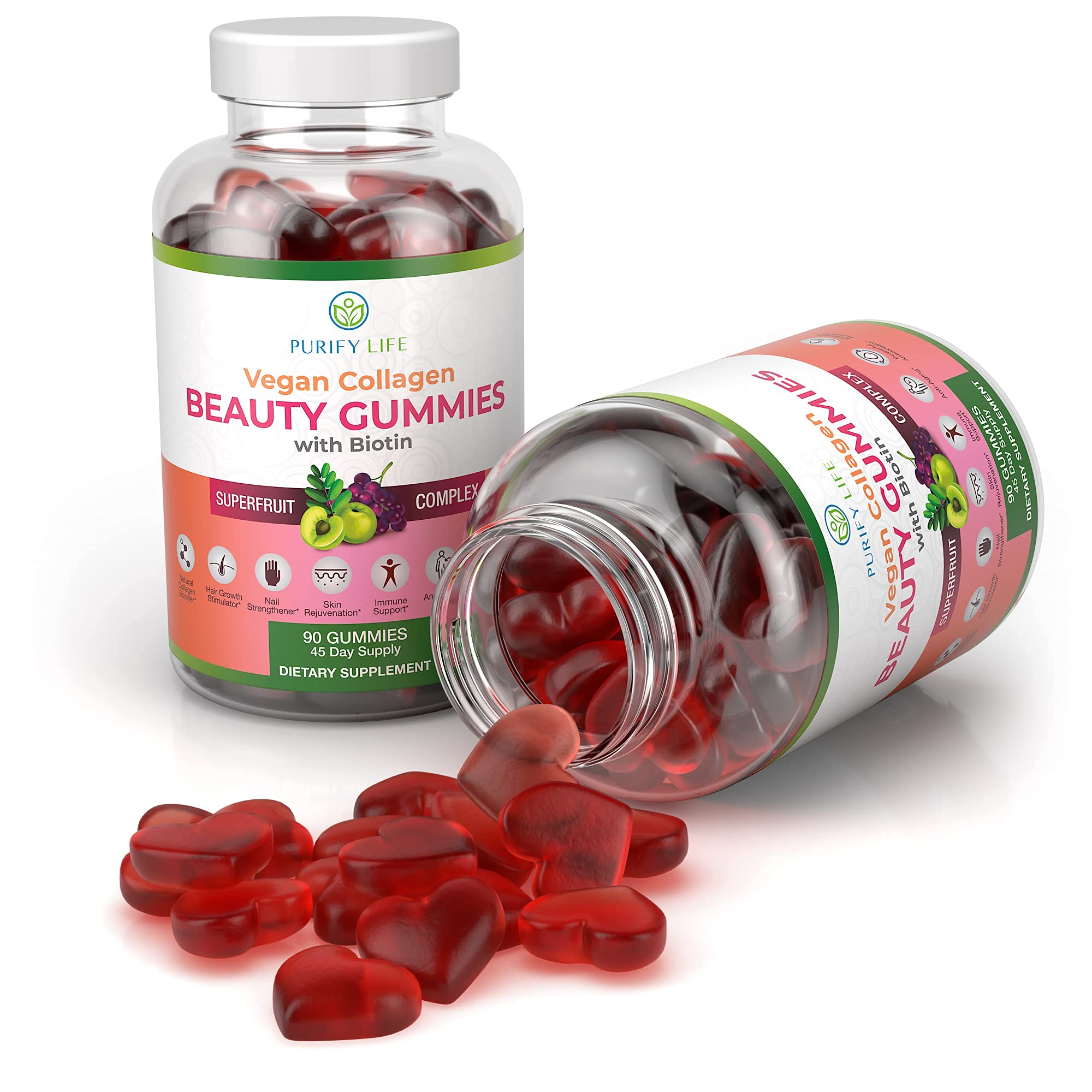 Purify Life Vegan Collagen Gummies with a measuring spoon