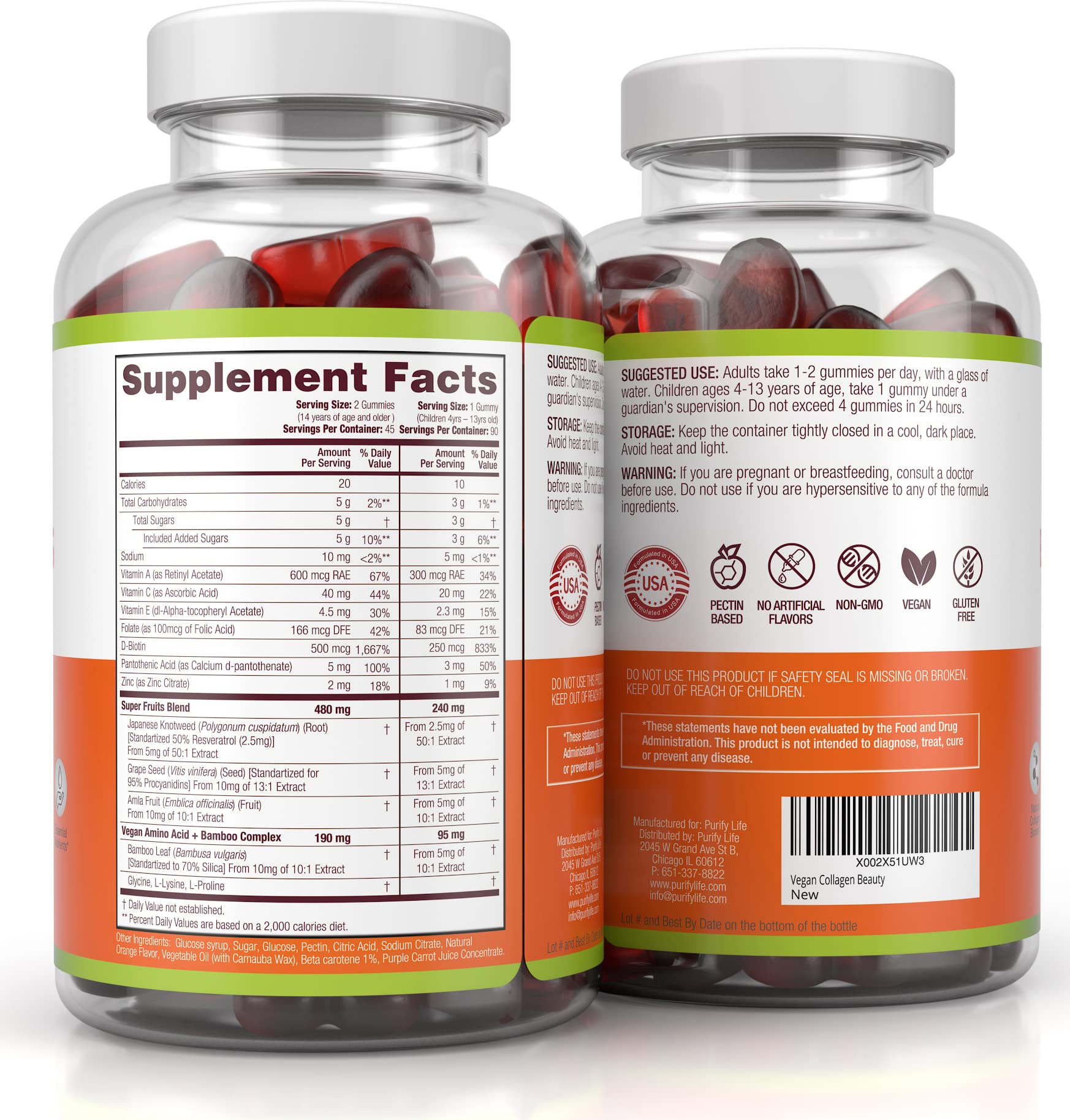 Purify Life Vegan Collagen Gummies with superfruit ingredients