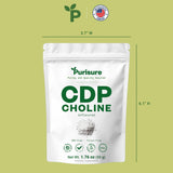 Purisure CDP Choline Powder 50g in a glass of water