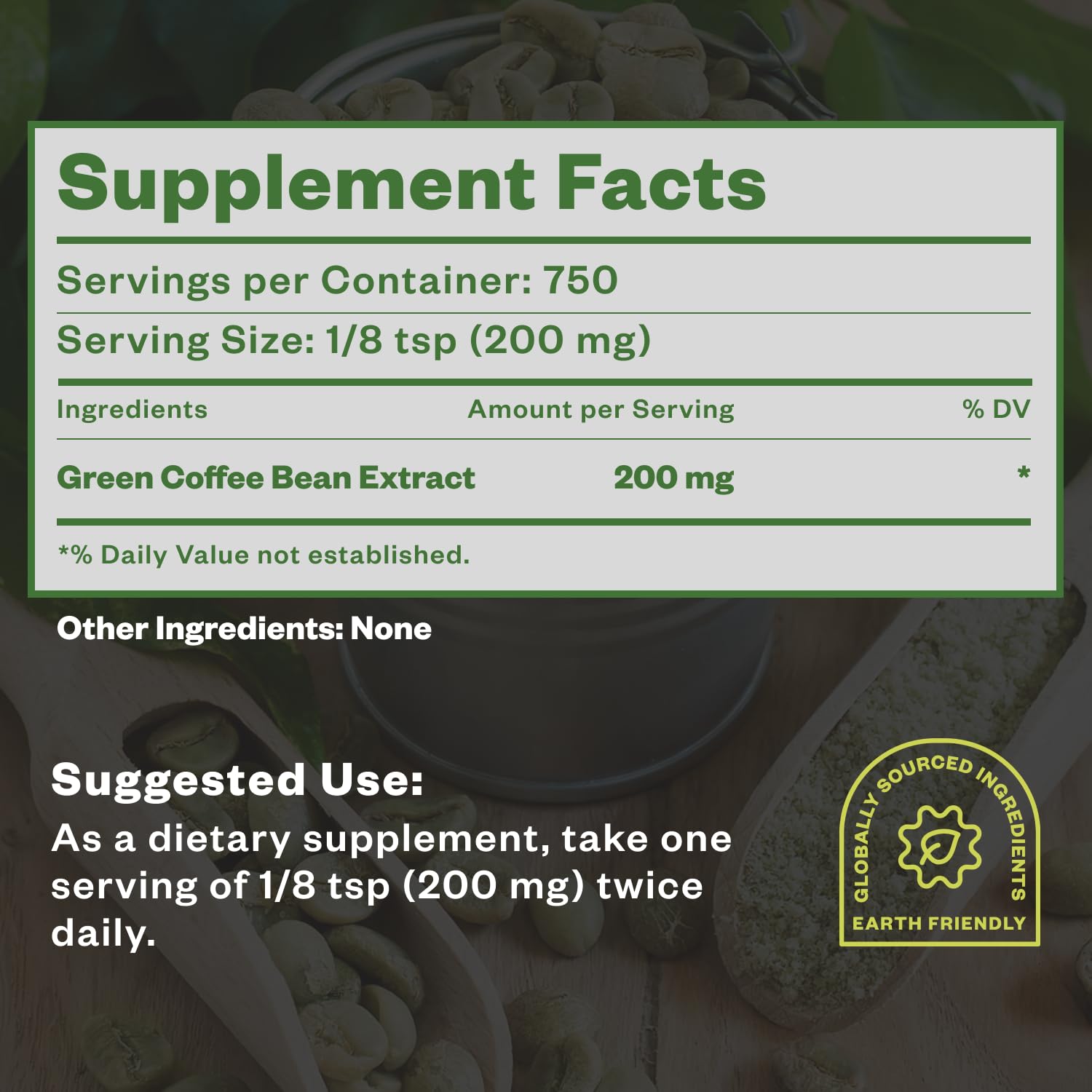 Purisure Green Coffee Bean Extract 159g with measuring spoon