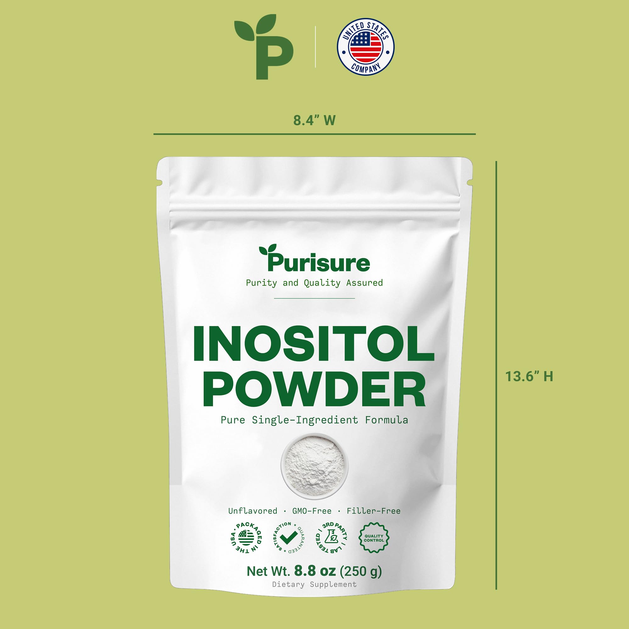 Purisure Inositol Powder 250g side view