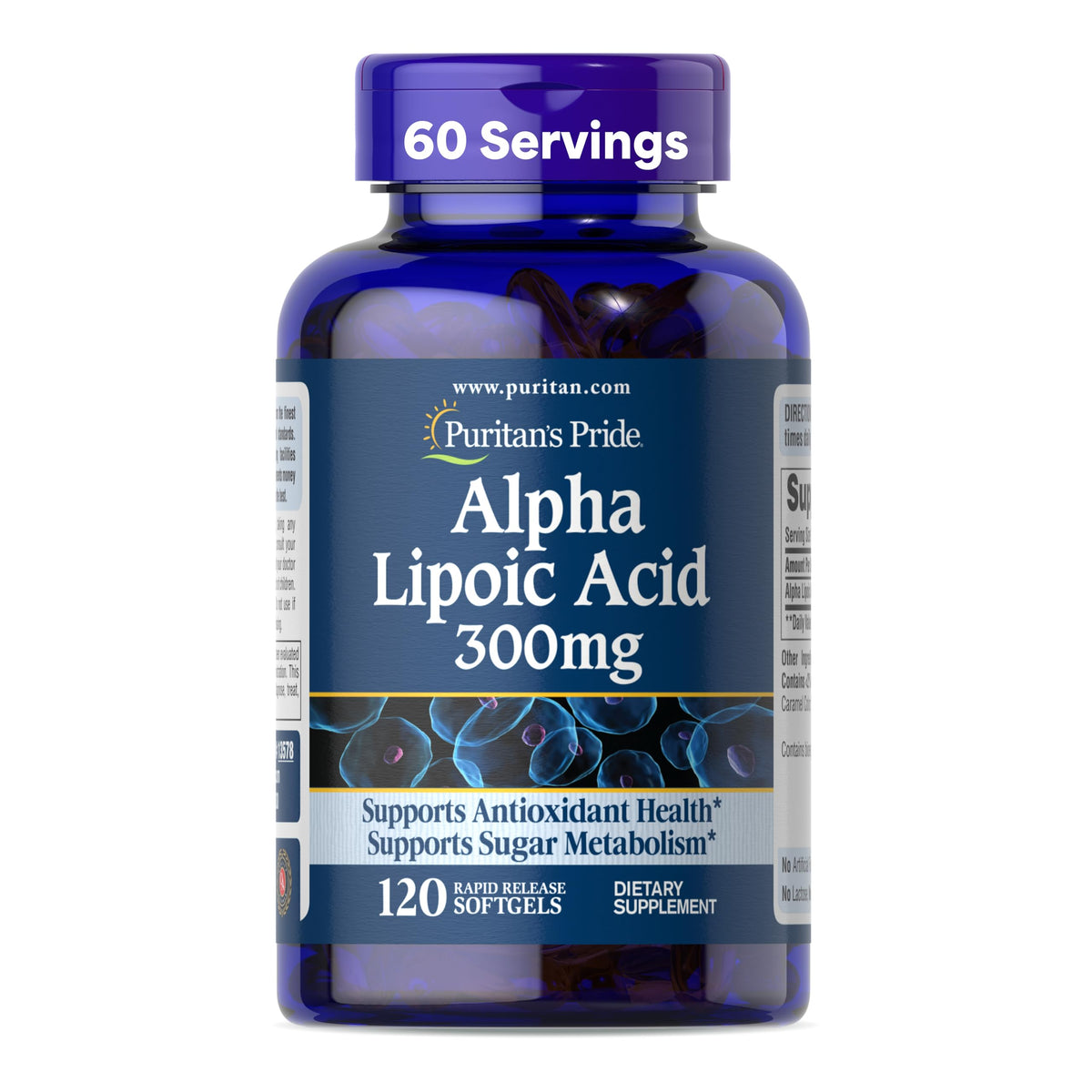 Puritan's Pride Alpha Lipoic Acid 300mg softgels front view